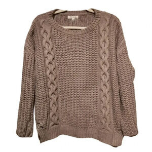 Miracle crew neck mixed cable knit lavender longsleeve sweater Size S/M